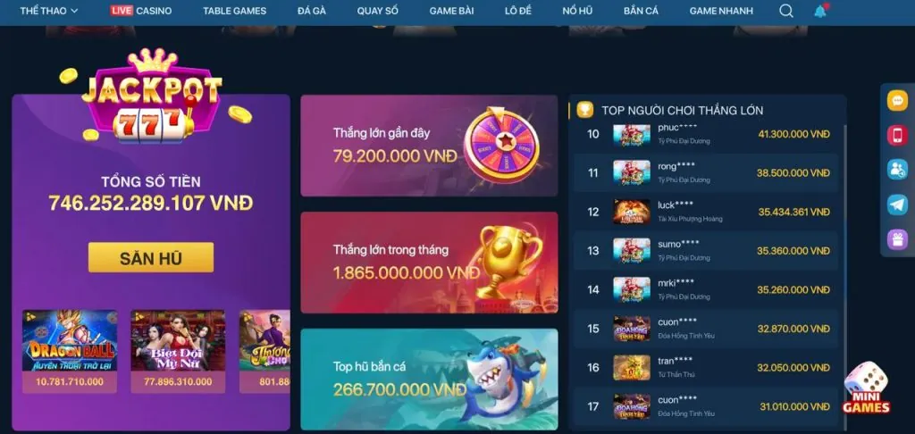 Hình ảnh đa dạng trò chơi trên ứng dụng 58win1